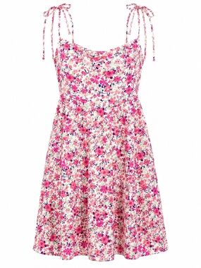 Altar’d State Floral Mini Dress Pink Tie Strap Cottagecore Sleeveless Women Med